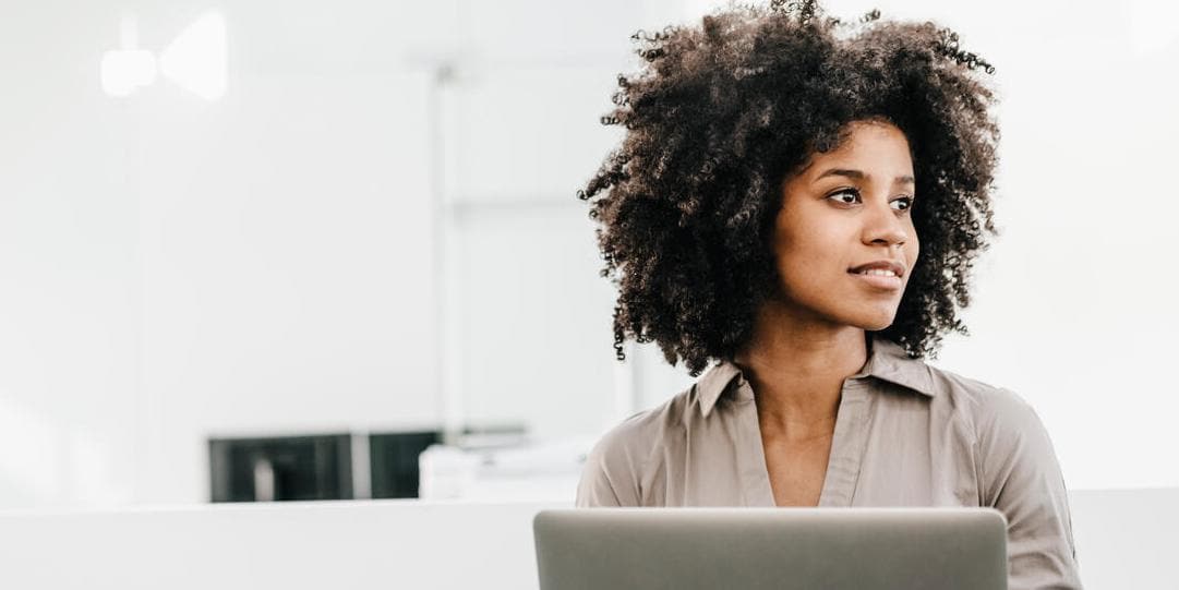 Young woman working on laptop